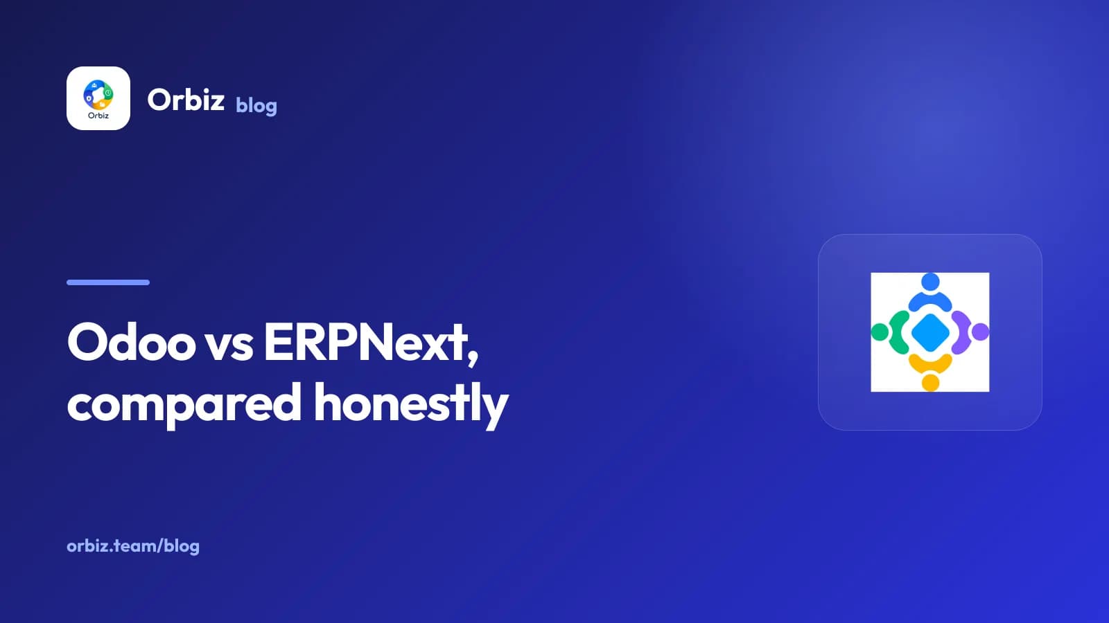 The HRMS mark beside the words "Odoo vs ERPNext, compared honestly".